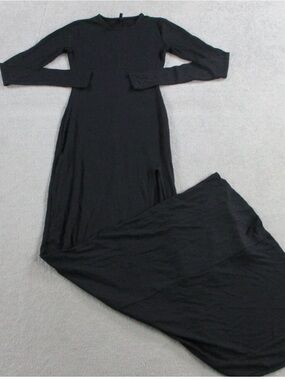 SKIMS Long Sleeve Maxi Dress Womens Small Black Ribbed
Slit Modal Blend Stretch